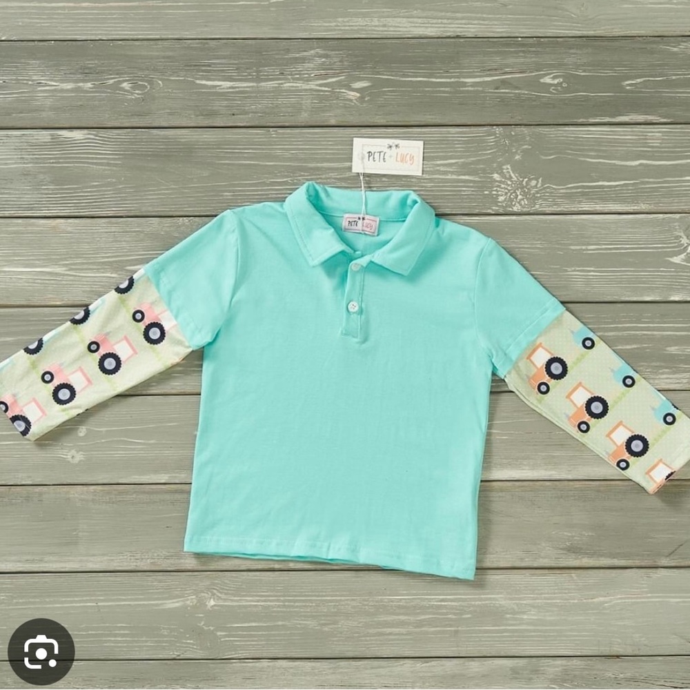 Pete + Lucy Trusty Tractor Boys Collard Shirt